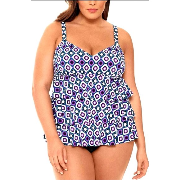 Swim Solutions Other - SWIM SOLUTIONS One-piece 24W Tiered Tummy Control Swimwear